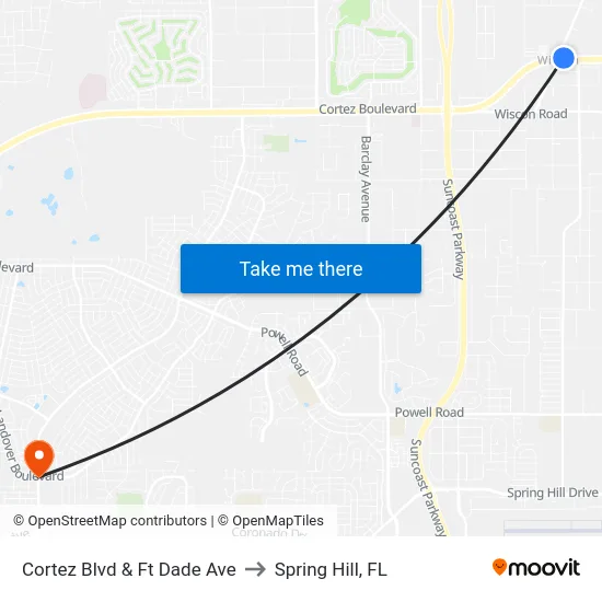 Cortez Blvd & Ft Dade Ave to Spring Hill, FL map