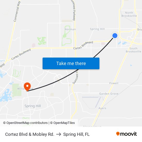 Cortez Blvd & Mobley Rd. to Spring Hill, FL map