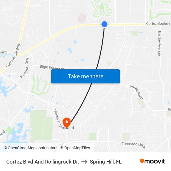 Cortez Blvd And Rollingrock Dr. to Spring Hill, FL map