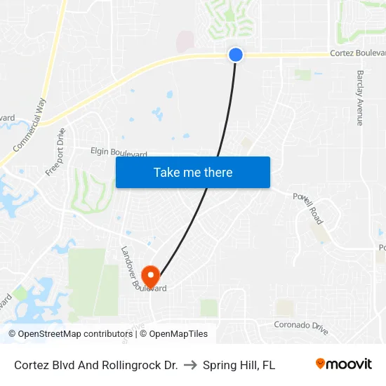 Cortez Blvd And Rollingrock Dr. to Spring Hill, FL map
