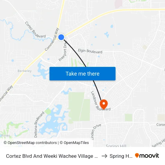 Cortez Blvd And Weeki Wachee Village Shopping Center to Spring Hill, FL map