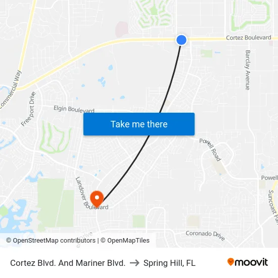 Cortez Blvd. And Mariner Blvd. to Spring Hill, FL map