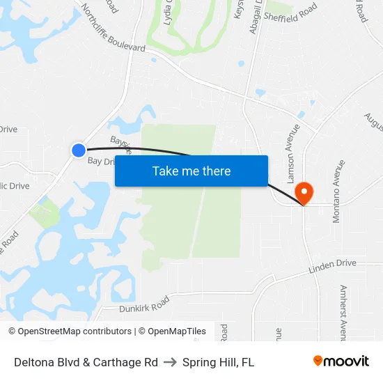 Deltona Blvd & Carthage Rd to Spring Hill, FL map