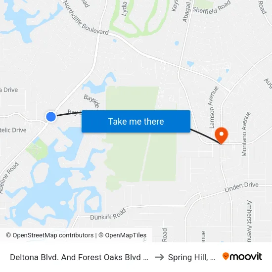 Deltona Blvd. And Forest Oaks Blvd - S to Spring Hill, FL map