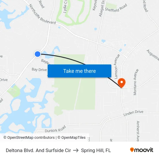 Deltona Blvd. And Surfside Cir to Spring Hill, FL map