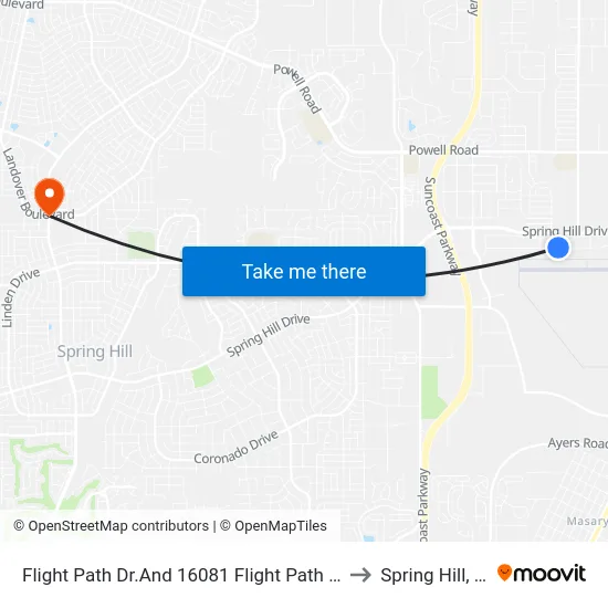 Flight Path Dr.And 16081 Flight Path Ave to Spring Hill, FL map