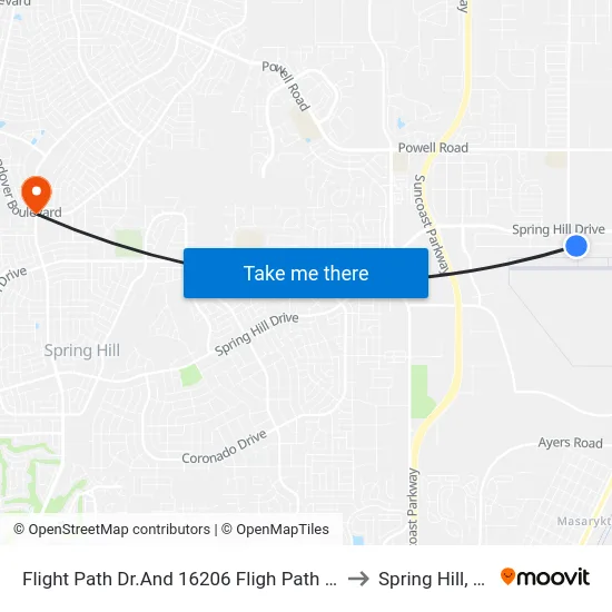 Flight Path Dr.And 16206 Fligh Path Dr to Spring Hill, FL map