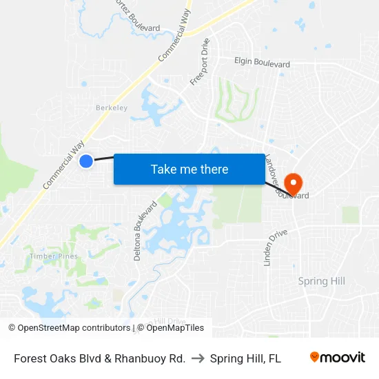 Forest Oaks Blvd  & Rhanbuoy Rd. to Spring Hill, FL map