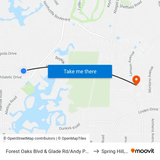Forest Oaks Blvd & Glade Rd/Andy Pella Dr. to Spring Hill, FL map