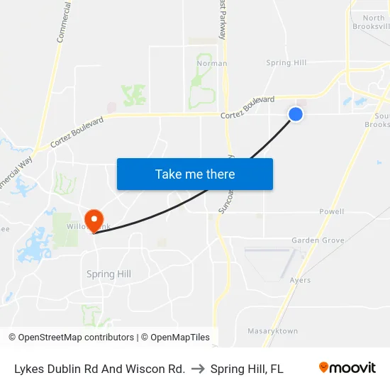 Lykes Dublin Rd And Wiscon Rd. to Spring Hill, FL map