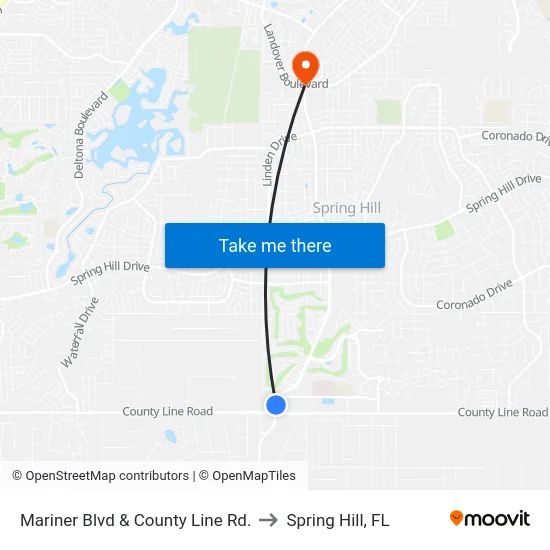 Mariner  Blvd  & County Line Rd. to Spring Hill, FL map