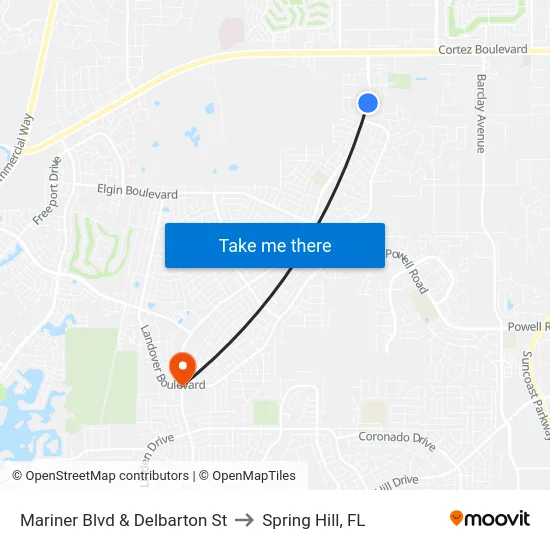 Mariner  Blvd  & Delbarton St to Spring Hill, FL map