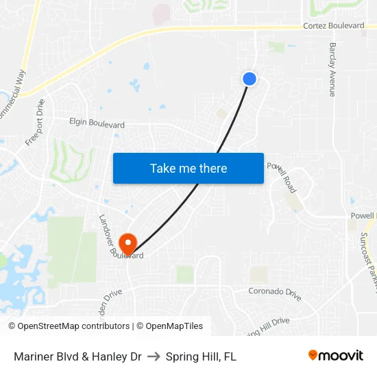 Mariner  Blvd  & Hanley Dr to Spring Hill, FL map
