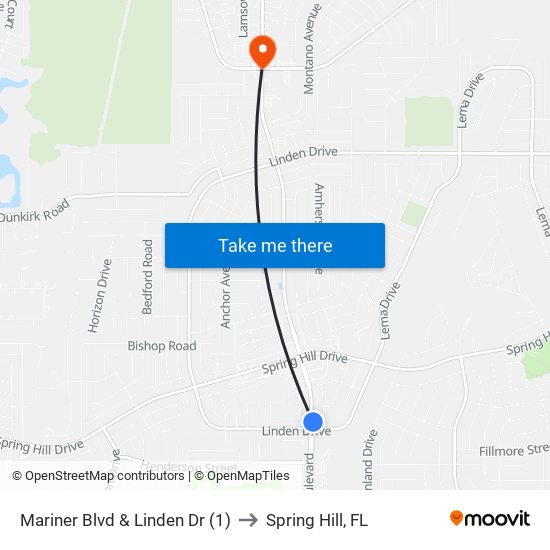 Mariner  Blvd  & Linden Dr (1) to Spring Hill, FL map