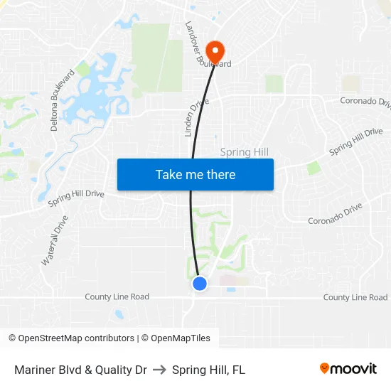 Mariner  Blvd  & Quality Dr to Spring Hill, FL map