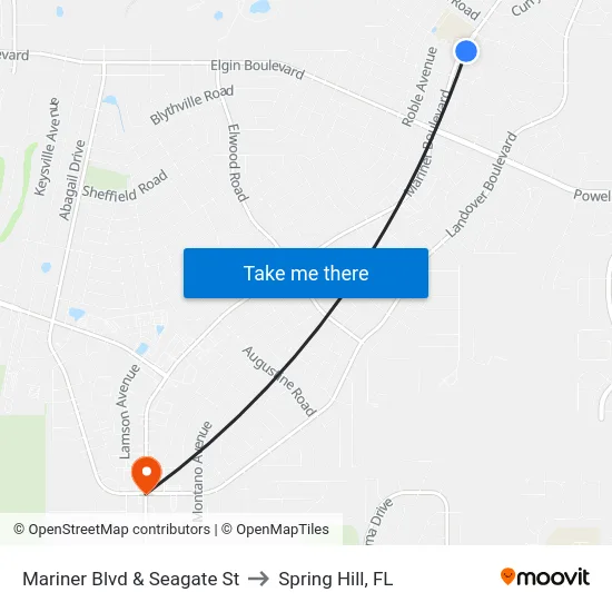 Mariner  Blvd  & Seagate St to Spring Hill, FL map
