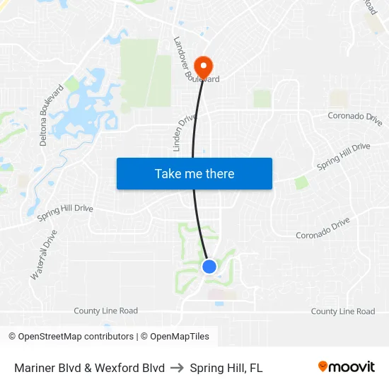 Mariner  Blvd  & Wexford Blvd to Spring Hill, FL map