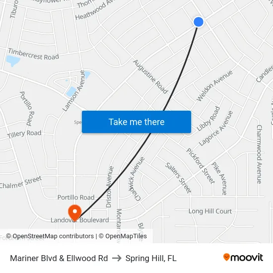 Mariner Blvd  & Ellwood Rd to Spring Hill, FL map