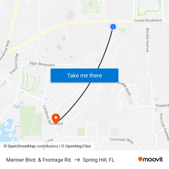 Mariner Blvd. & Frontage Rd. to Spring Hill, FL map