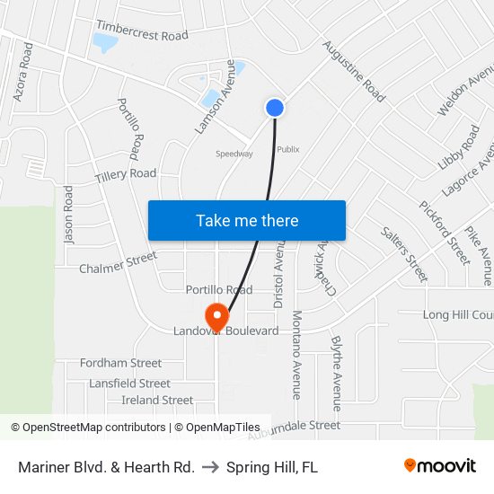 Mariner Blvd. & Hearth Rd. to Spring Hill, FL map