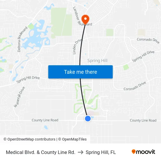 Medical Blvd. & County Line Rd. to Spring Hill, FL map