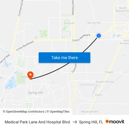 Medical Park Lane And Hospital Blvd. to Spring Hill, FL map
