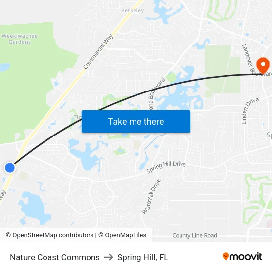 Nature Coast Commons to Spring Hill, FL map