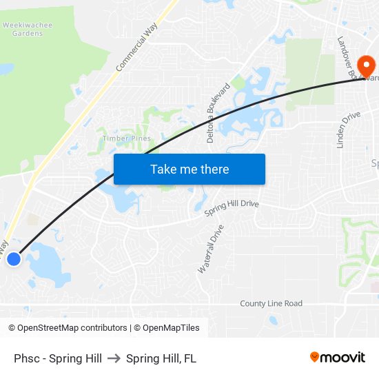 Phsc - Spring Hill to Spring Hill, FL map