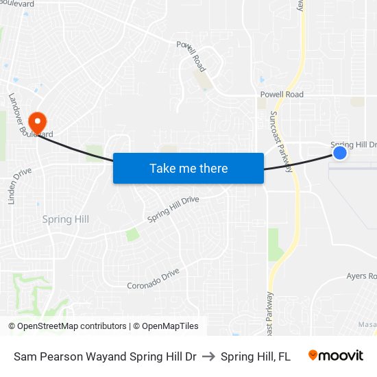 Sam Pearson Wayand Spring Hill Dr to Spring Hill, FL map