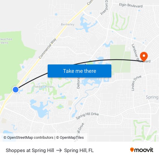 Shoppes at Spring Hill to Spring Hill, FL map