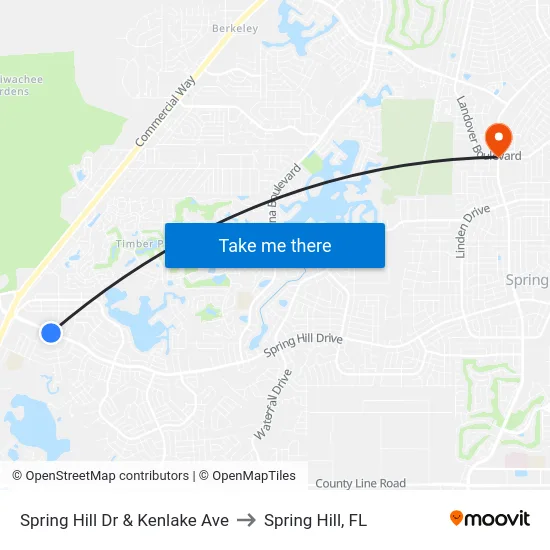 Spring Hill Dr  & Kenlake Ave to Spring Hill, FL map