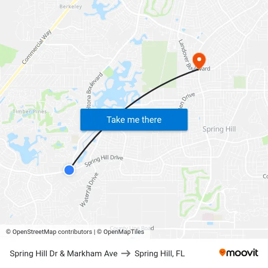 Spring Hill Dr  & Markham Ave to Spring Hill, FL map