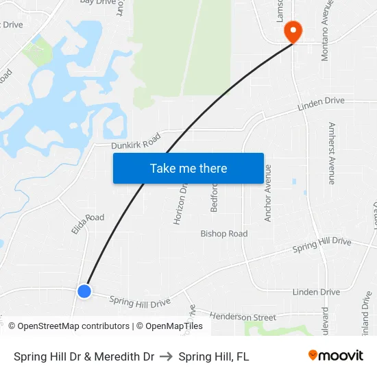 Spring Hill Dr  & Meredith Dr to Spring Hill, FL map
