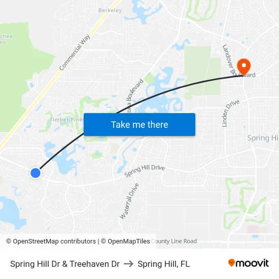 Spring Hill Dr  & Treehaven Dr to Spring Hill, FL map
