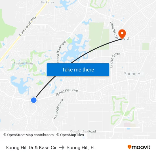 Spring Hill Dr & Kass Cir to Spring Hill, FL map