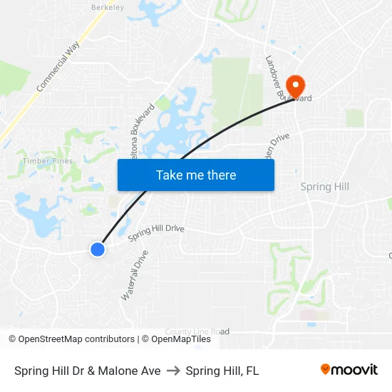 Spring Hill Dr & Malone Ave to Spring Hill, FL map