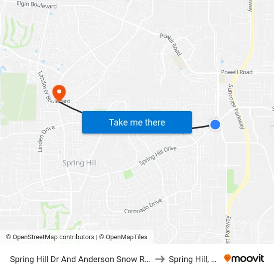 Spring Hill Dr And Anderson Snow Rd. to Spring Hill, FL map
