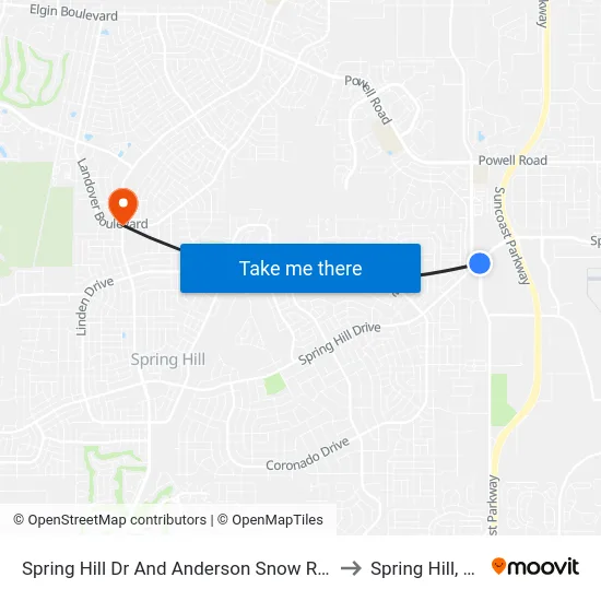 Spring Hill Dr And Anderson Snow Rd. to Spring Hill, FL map