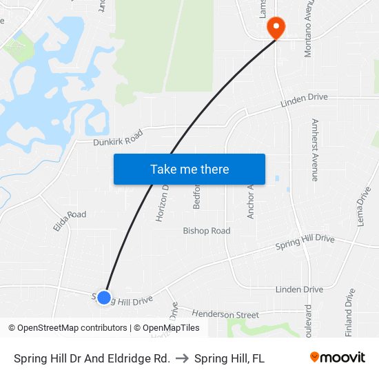 Spring Hill Dr And Eldridge Rd. to Spring Hill, FL map