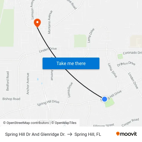 Spring Hill Dr And Glenridge Dr. to Spring Hill, FL map