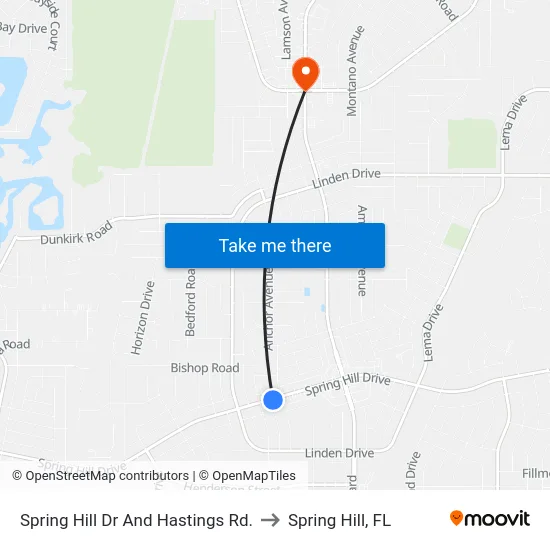 Spring Hill Dr And Hastings Rd. to Spring Hill, FL map