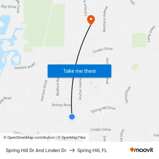 Spring Hill Dr And Linden Dr. to Spring Hill, FL map