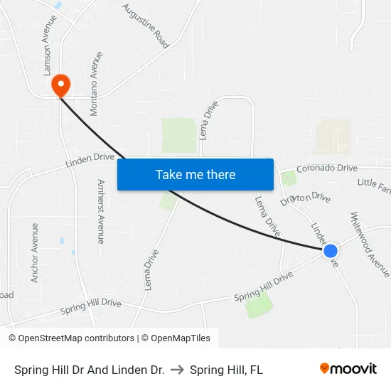 Spring Hill Dr And Linden Dr. to Spring Hill, FL map