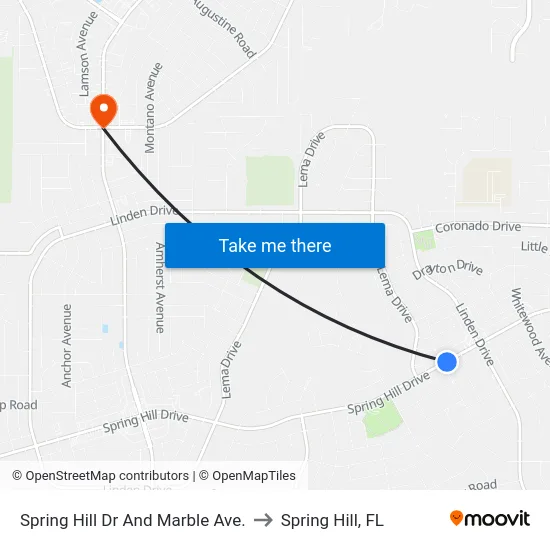 Spring Hill Dr And Marble Ave. to Spring Hill, FL map