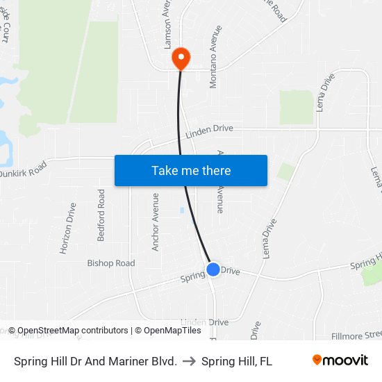 Spring Hill Dr And Mariner Blvd. to Spring Hill, FL map