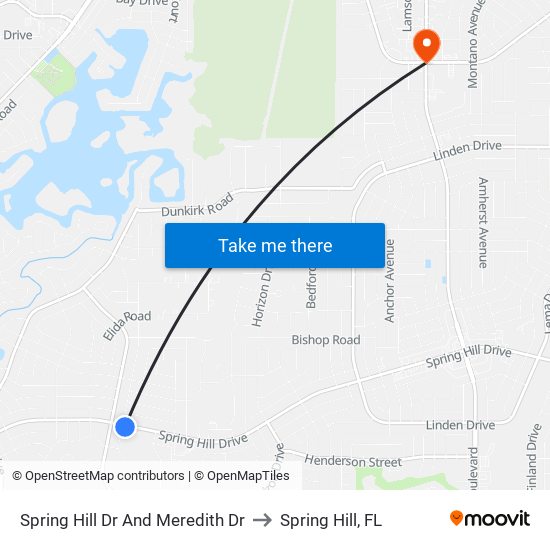 Spring Hill Dr And Meredith Dr to Spring Hill, FL map