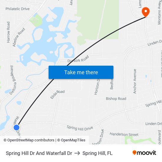 Spring Hill Dr And Waterfall Dr to Spring Hill, FL map