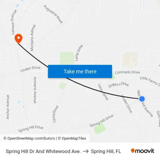 Spring Hill Dr And Whitewood Ave. to Spring Hill, FL map