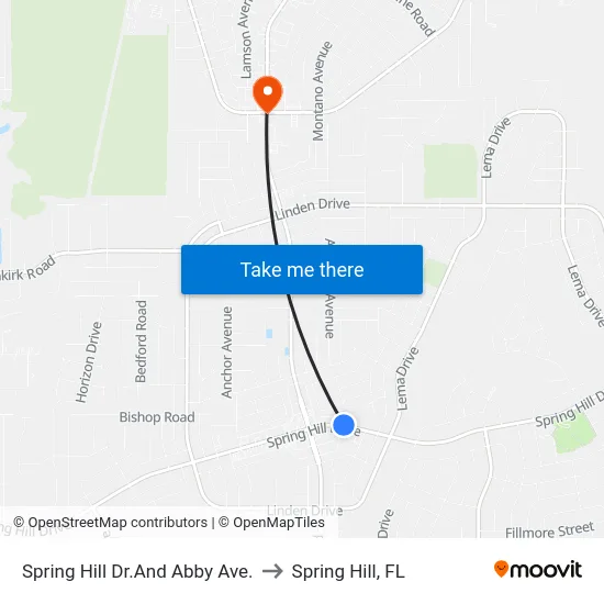 Spring Hill Dr.And Abby Ave. to Spring Hill, FL map
