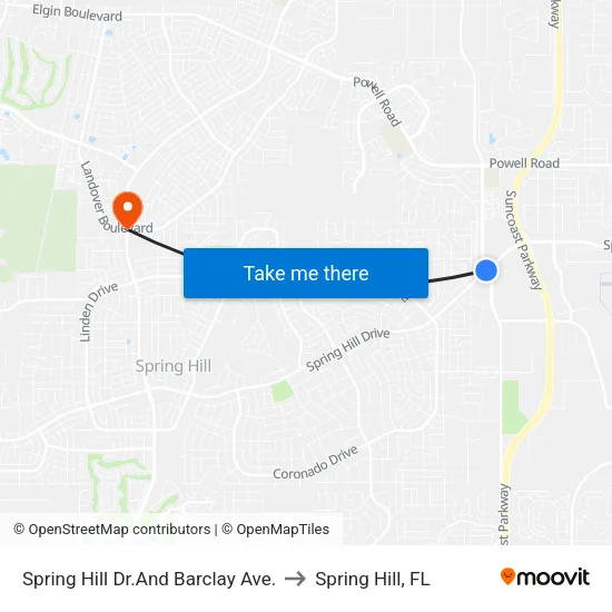 Spring Hill Dr.And Barclay Ave. to Spring Hill, FL map